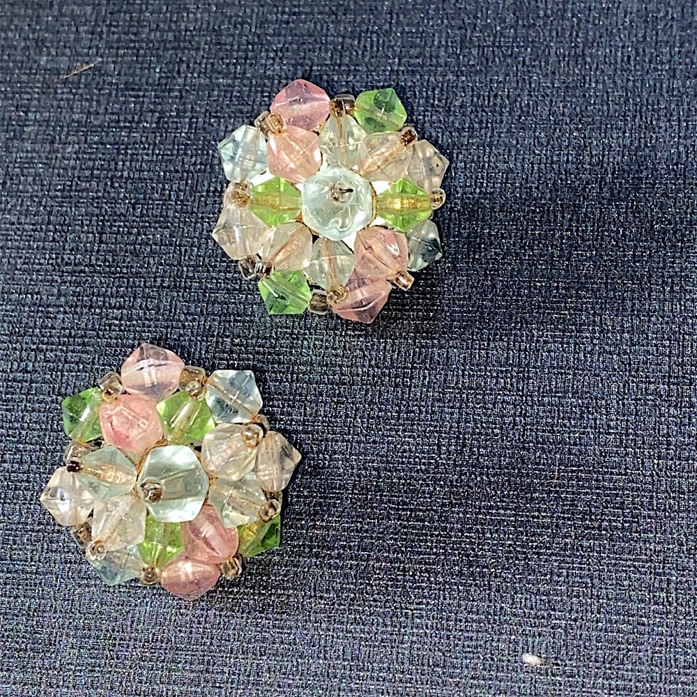 Vintage Glass Bead Clip on Earrings